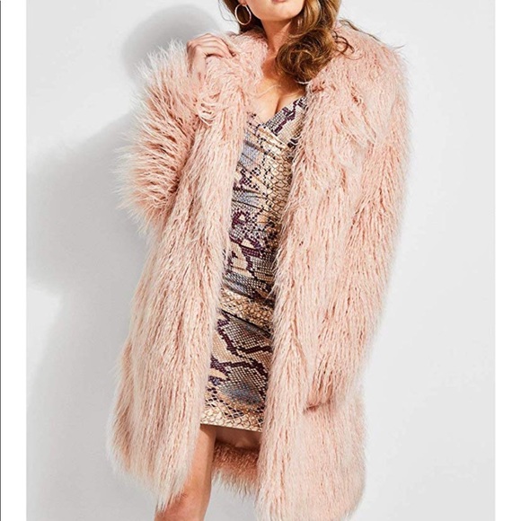 guess serenity faux fur coat